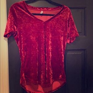 Crushed Velvet Shirt - Deep Red